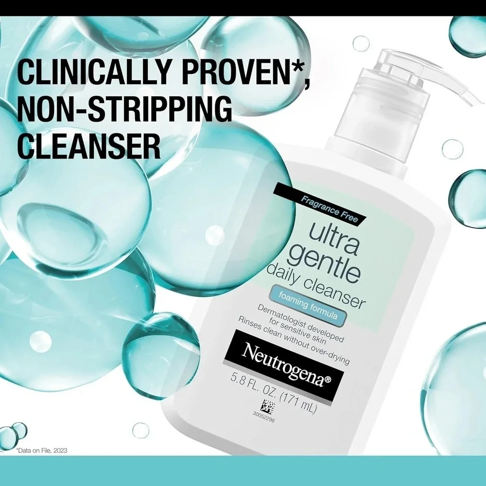 3ct Neutrogena Ultra Gentle Daily Cleanser Foaming Formula Hypoallergenic 5.8 oz